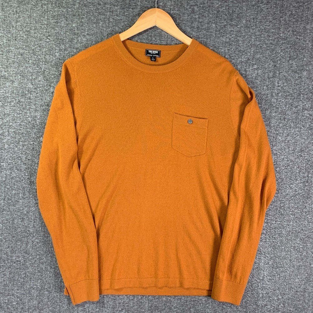 Todd Snyder Orange Crewneck Sweater with Chest Pocket